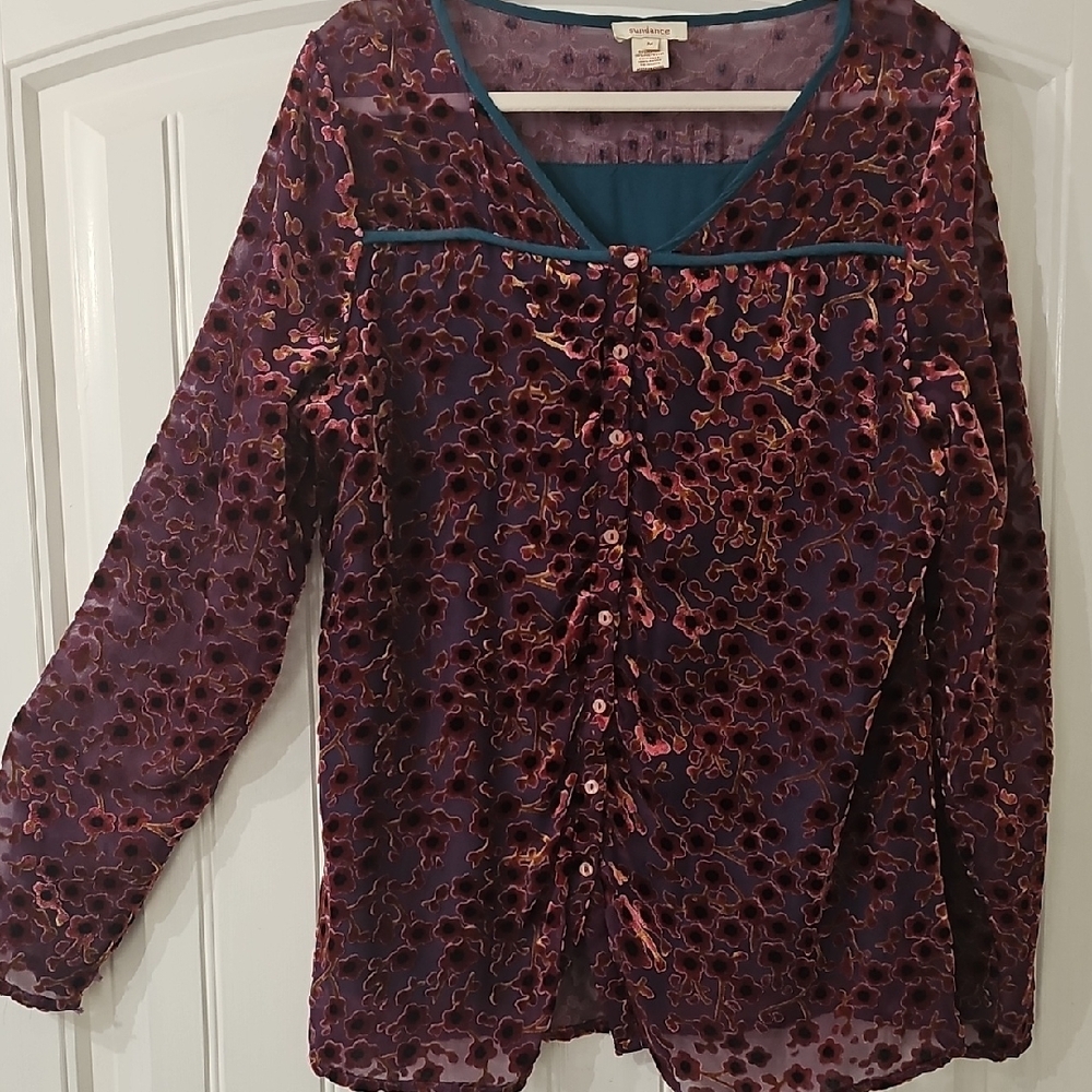 Sundance Purple and Pink Floral Blouse